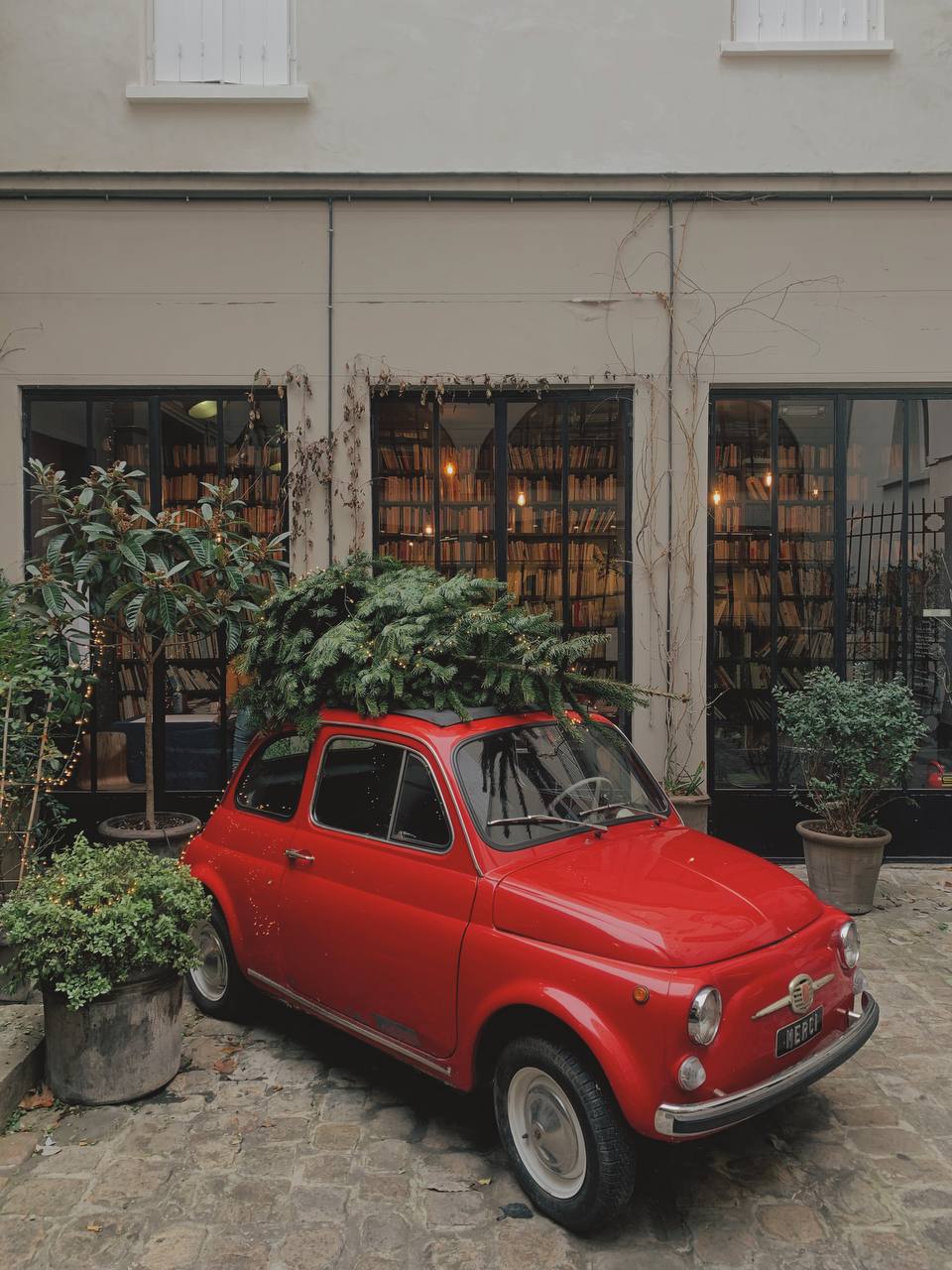 Red vintage car in Paris