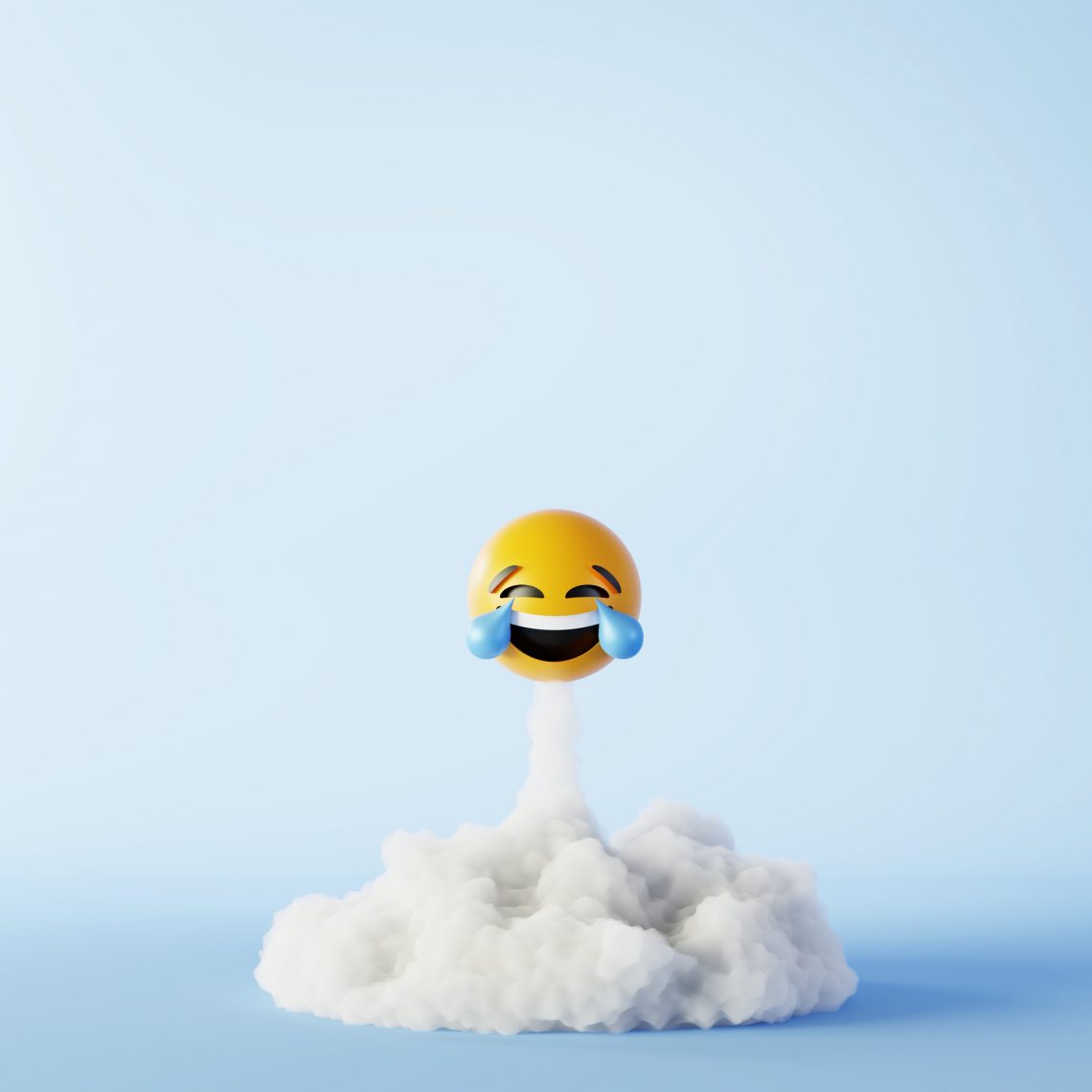 Happy and laughing emoticons 3d rendering background, social med
