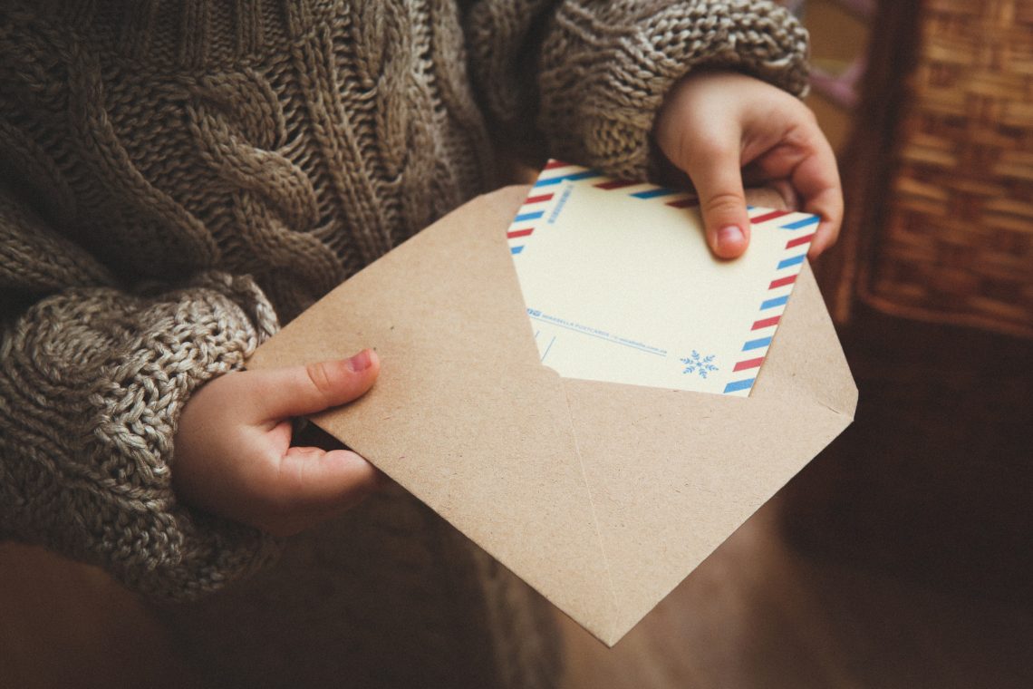 child letter Santa Claus festive gift envelope