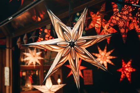 A close up star is on sale at the Christmas market in Berlin, Germany.