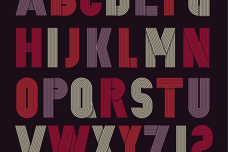 Retro stripes funky fonts set, trendy elegant retro style design. Vector design.