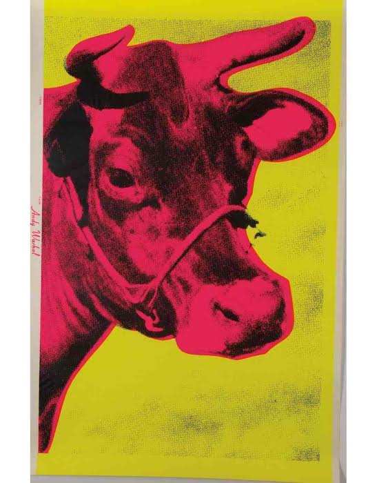 Andy Warhol, Pink Cow on Yellow Background