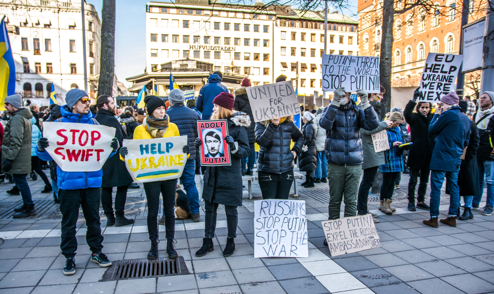 Фото протест проти війни в Україні, Стокгольм, Швеція