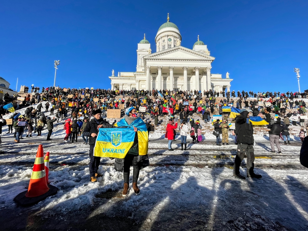 Фото протест проти війни в Україні, Гельсінкі, Фінляндія, 26 лютого 2022 року