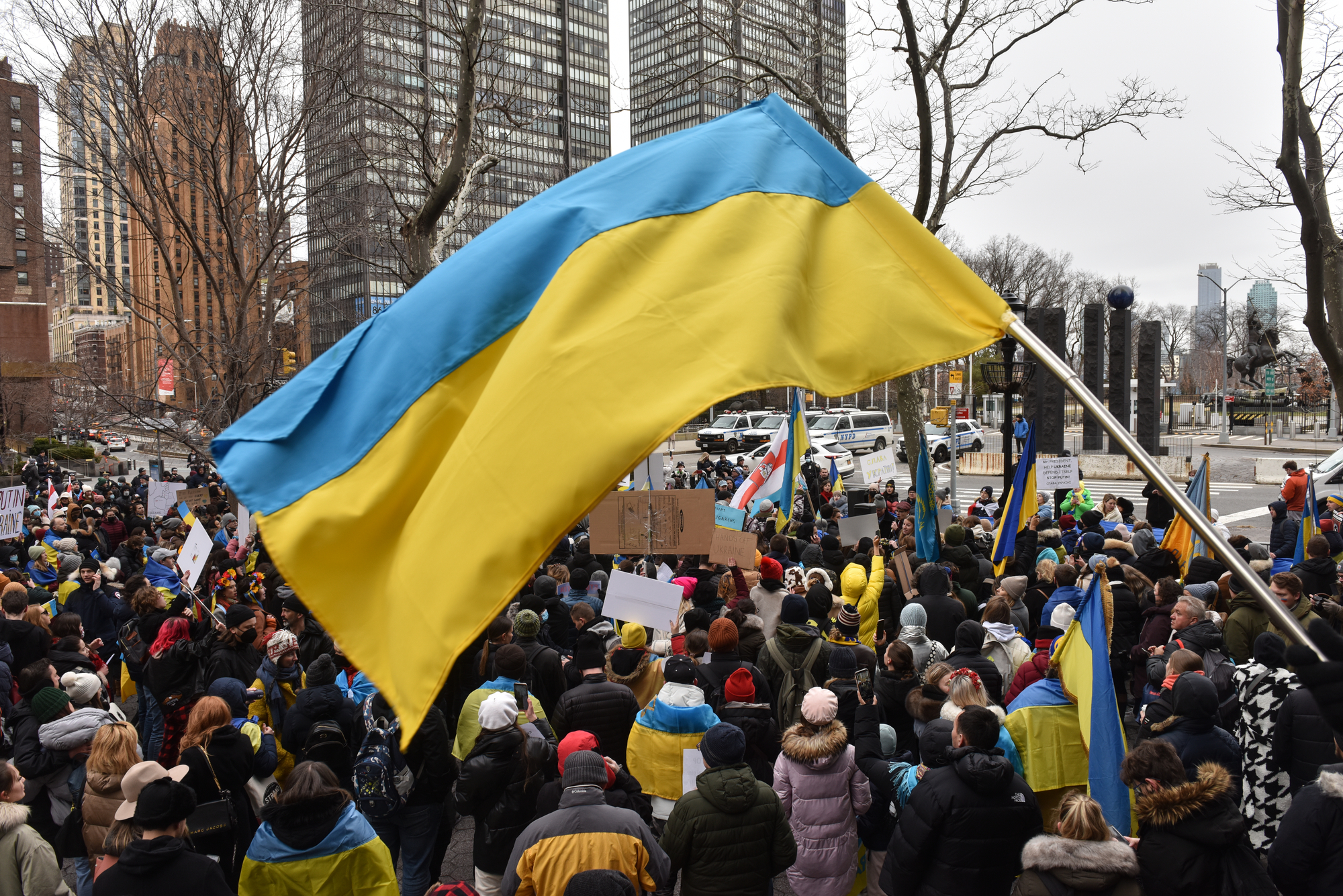 Фото протест проти війни в Україні, Нью-Йорк, США, 24 лютого 2022 року