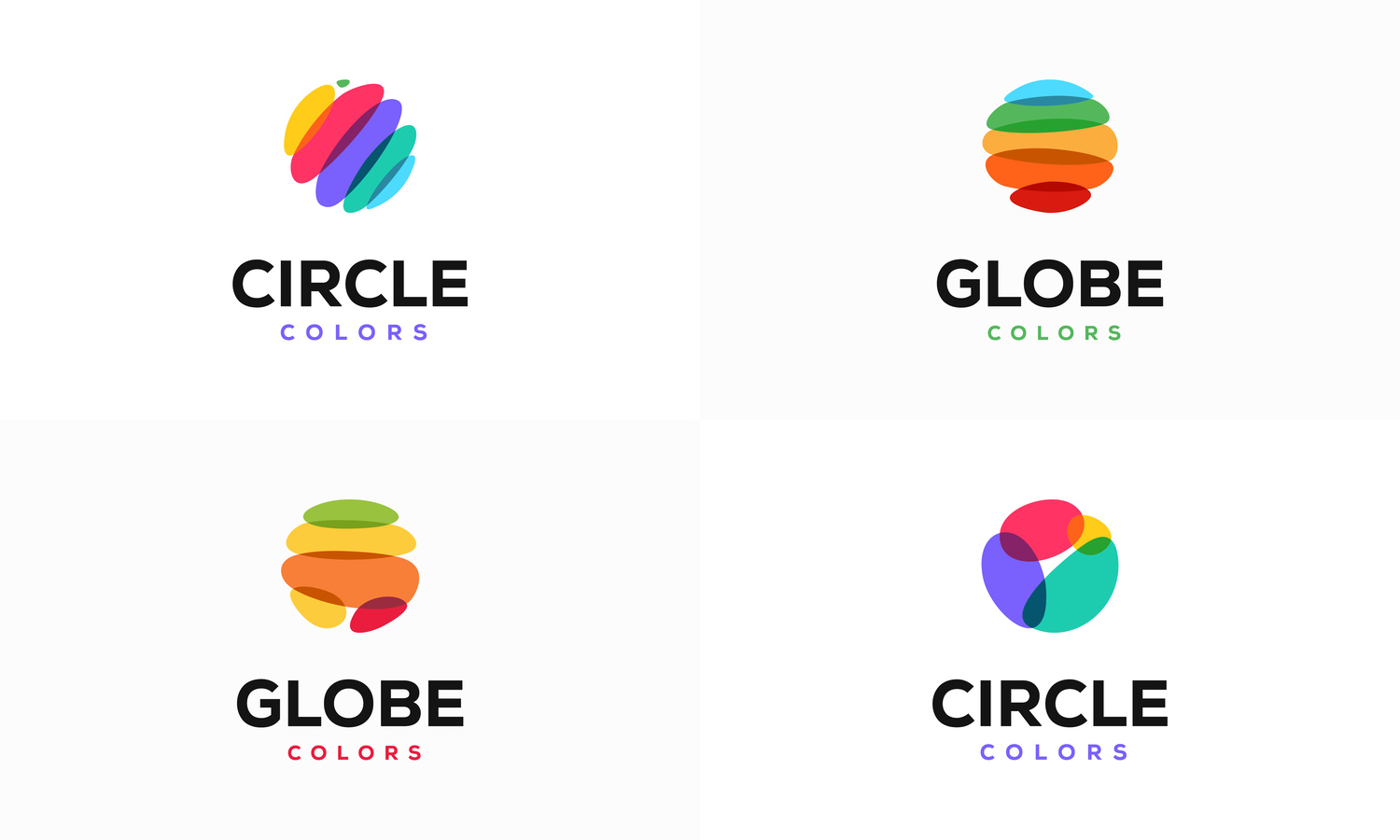 Set of Modern Colorful Circle Logo template designs vector illustration, Colorful Globe Ball Logo