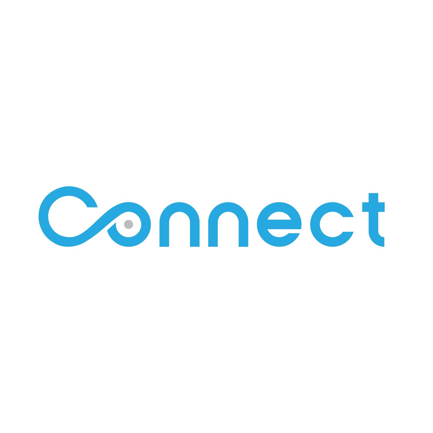 blue connect word logo concept