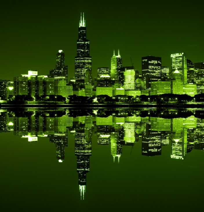 Chicago on St Patrick's Day © Depositphotos
