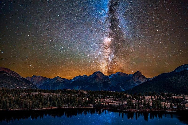 The glorious center of our Milky Way rising above the mighty Grenadier Mountains near Silverton, CO