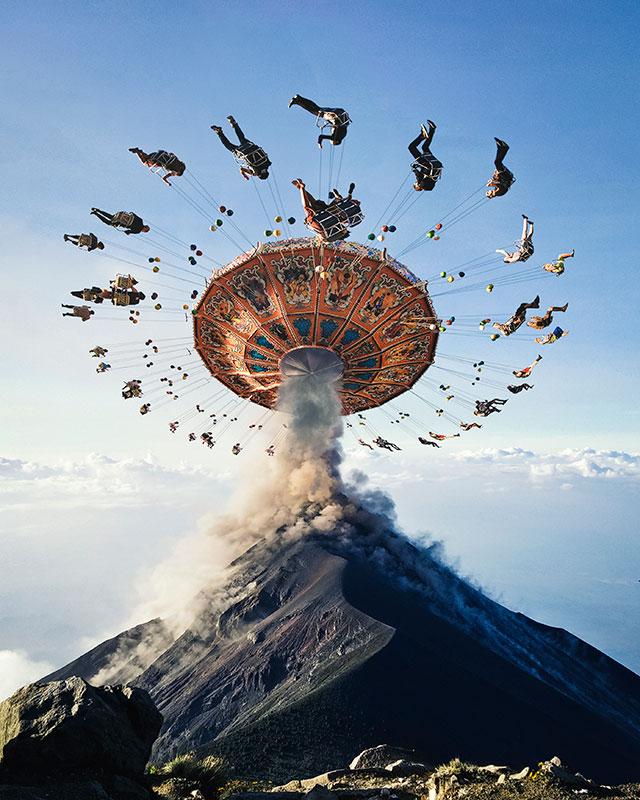 Justin Peters digital collages with stock photography - Eruption-Of-Joy