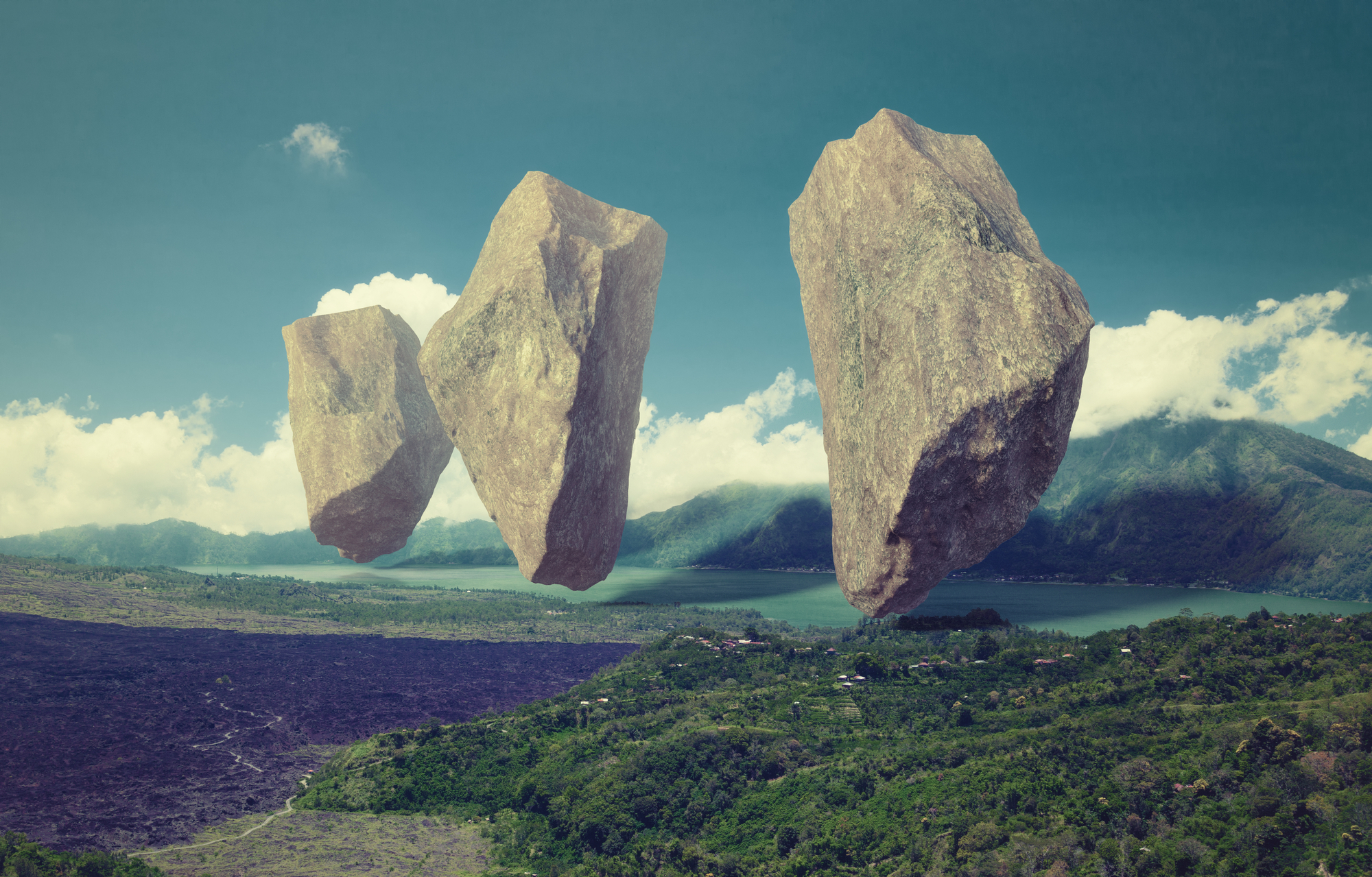 floating rocks in the sky, megalophobia pictures and videos