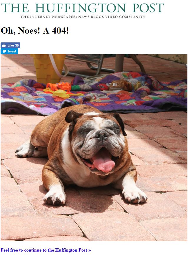 Huffington Post 404 error page