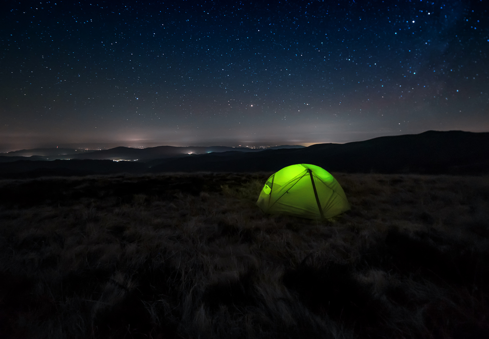 stock photo tent night dark sky