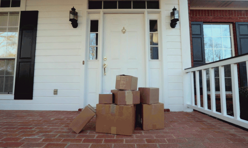 stock video delivery box door