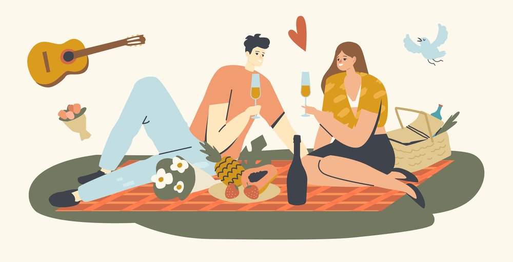 stock illustration valentines day love picnic 