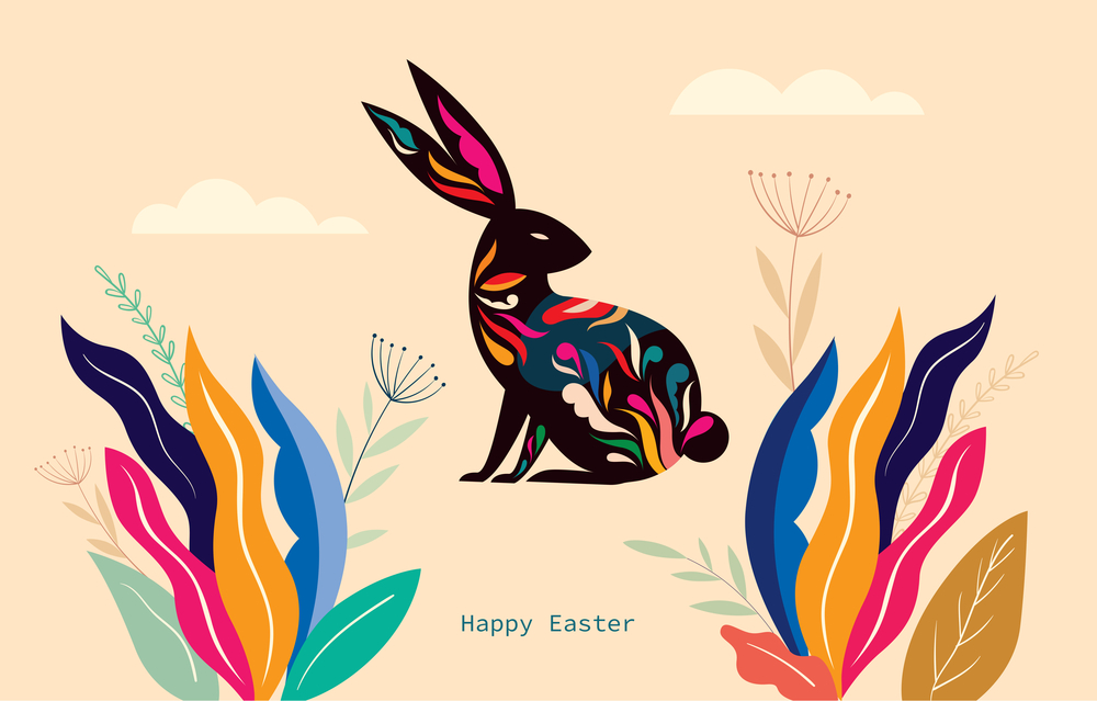 Ілюстрація листівка до Великодня із зайцем