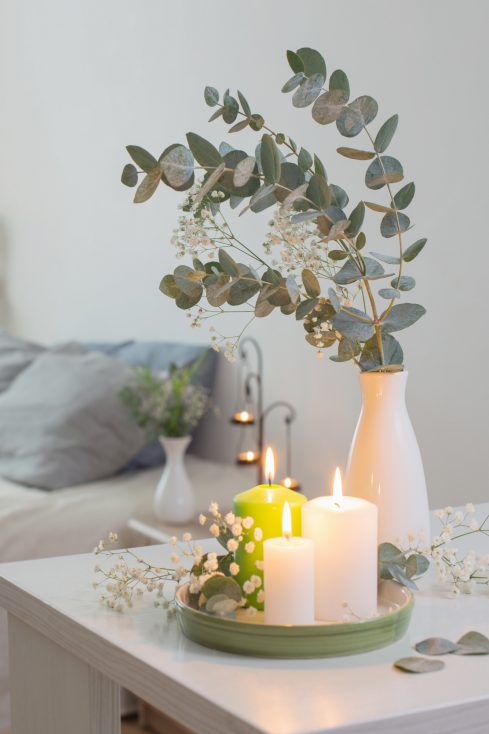 Eucalyptus and candles