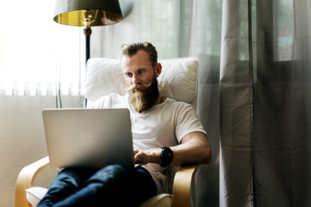 Middle-aged man working from home