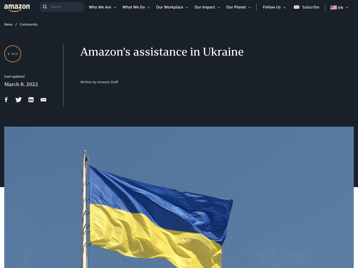 Amazon How to Communicate Your Brand’s Stance: 20+ Cases Concerning the War in Ukraine