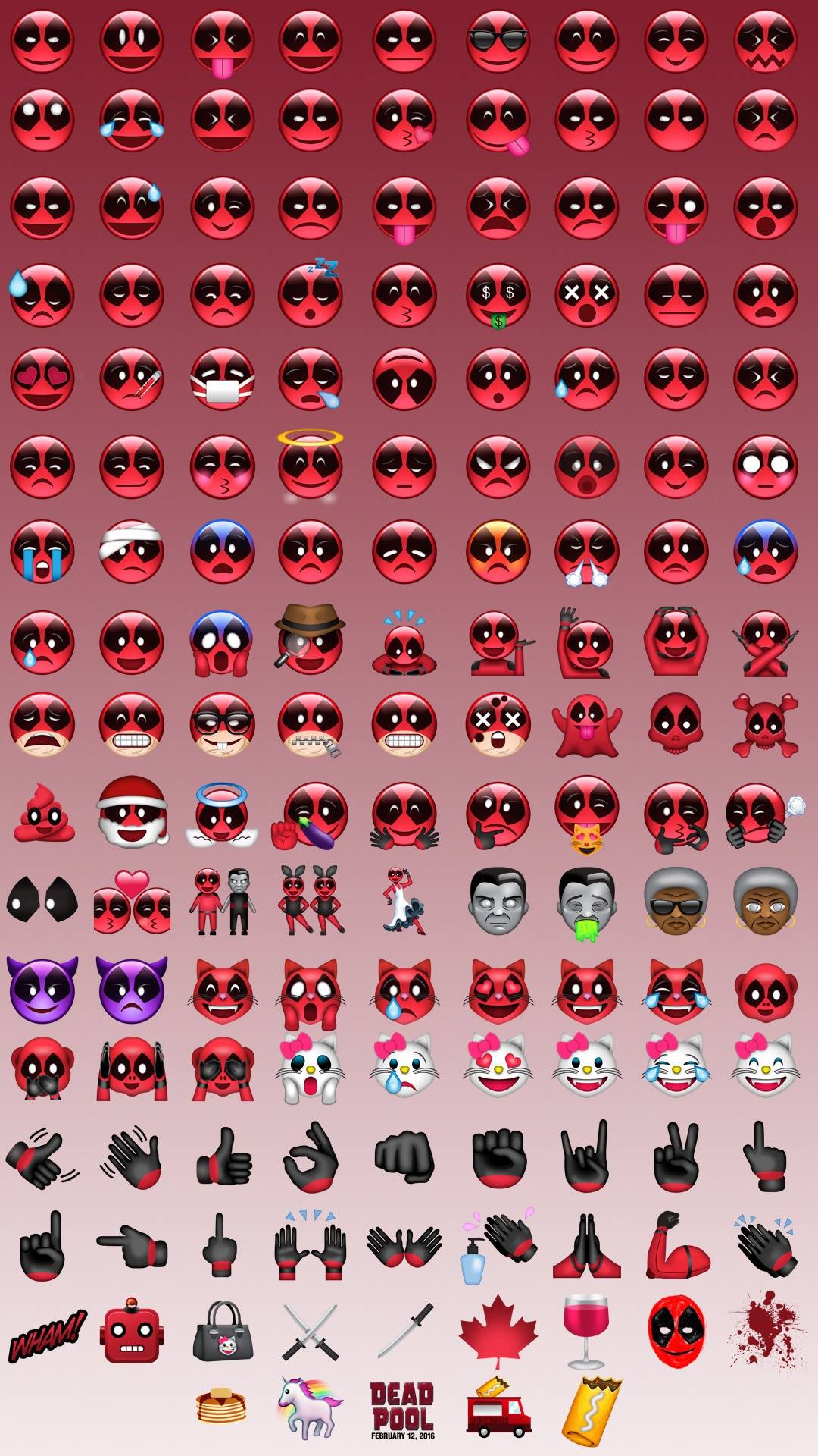 Set of emojis from Deadpool movie