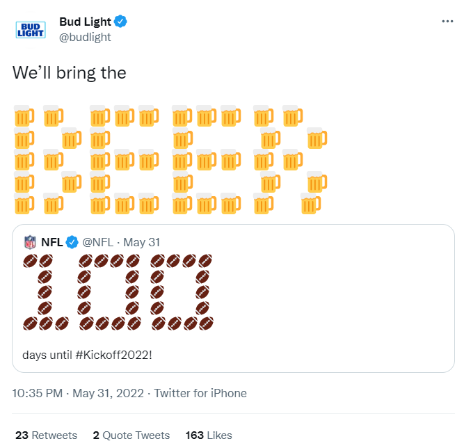 emoji tweet by Bud Light