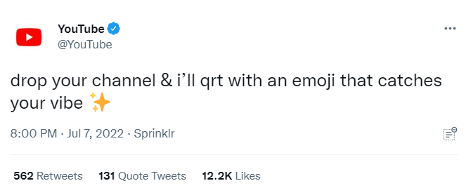 emoji tweet by YouTube
