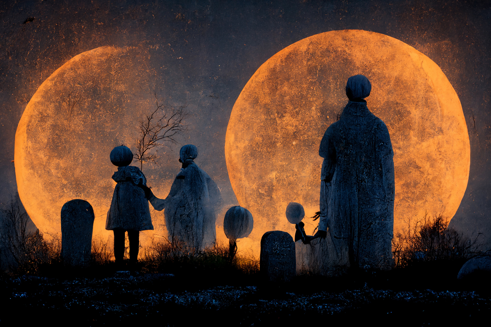 Ілюстрація моторошні привиди у місячному сяйві