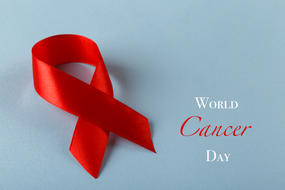 Банер до Всесвітнього дня боротьби проти раку з червоною стрічкою