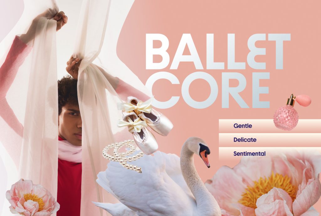a collage featuring the balletcore aesthetics