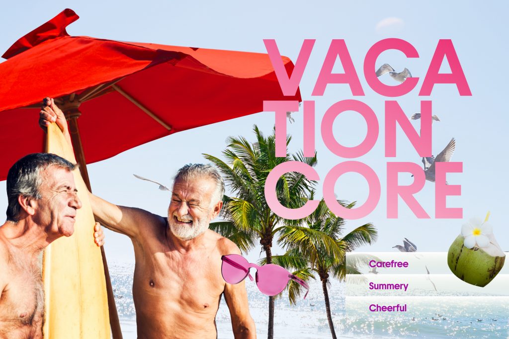 a collage featuring the vacationcore aesthetics