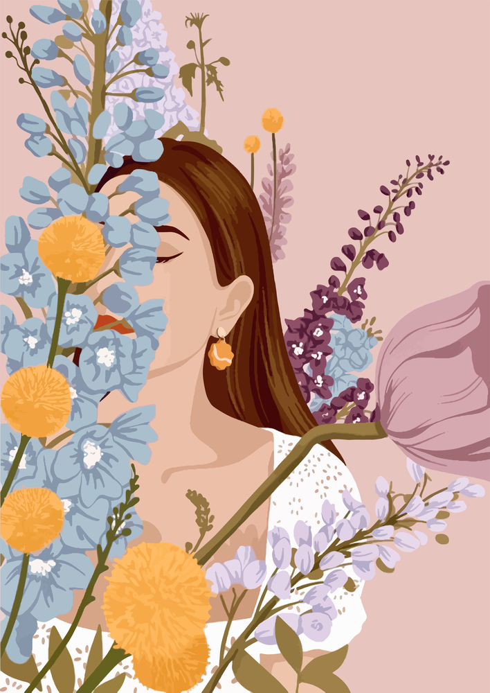 Ілюстрація дівчина з квітами