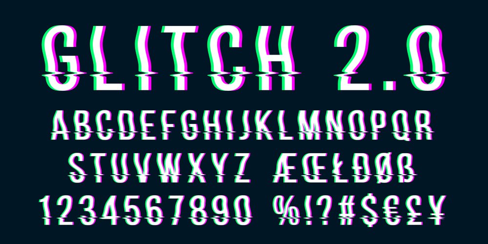 Glitch distorted font