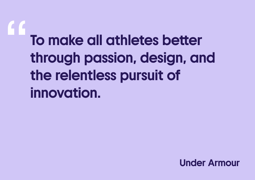 Under Armour mission statement example