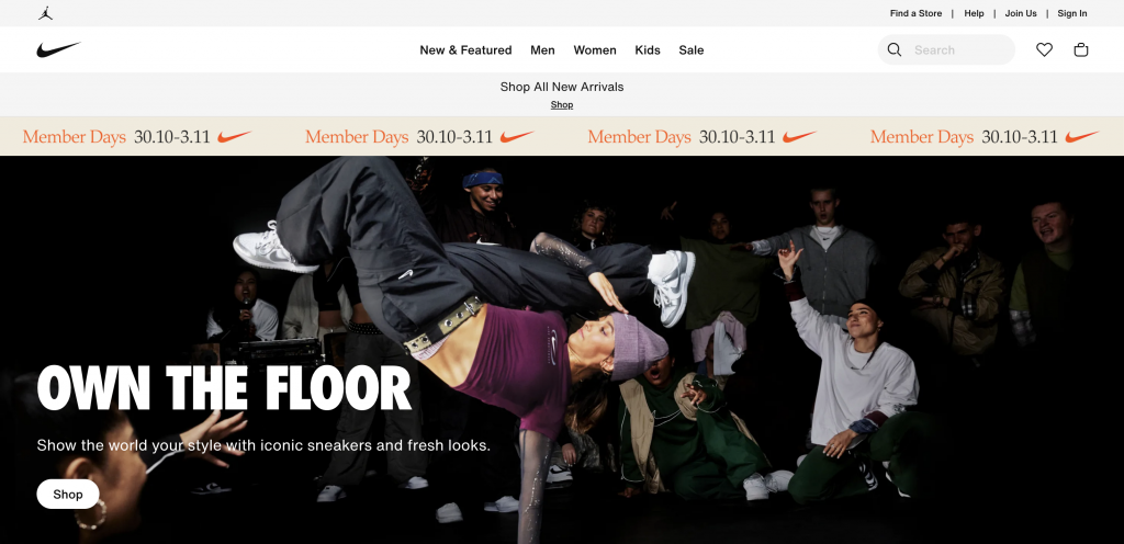 Nike Web Design Example