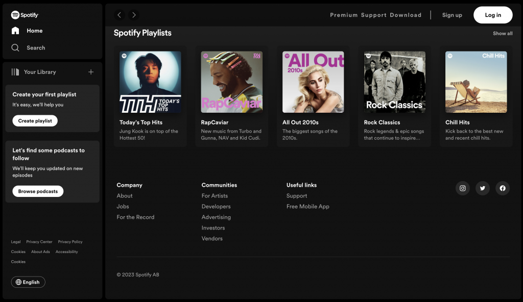 Spotify Web Design Example