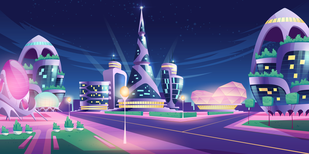 Fantastic city of the future illustration