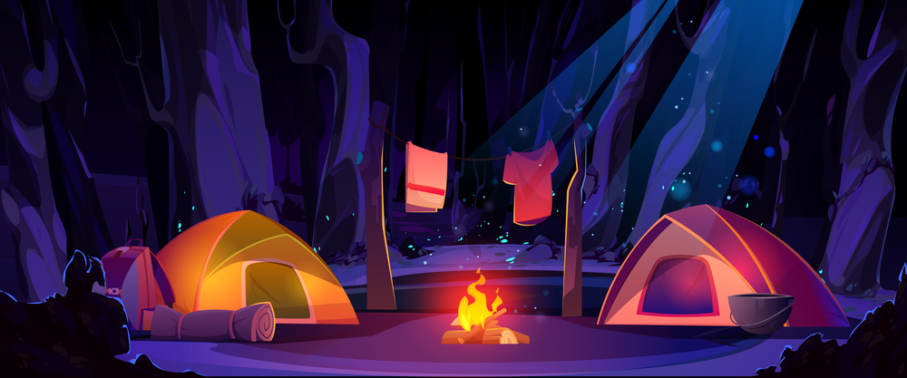 Camp night at the forest illustration