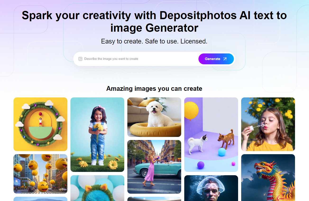 Screenshot AI Image Generator by Depositphotos