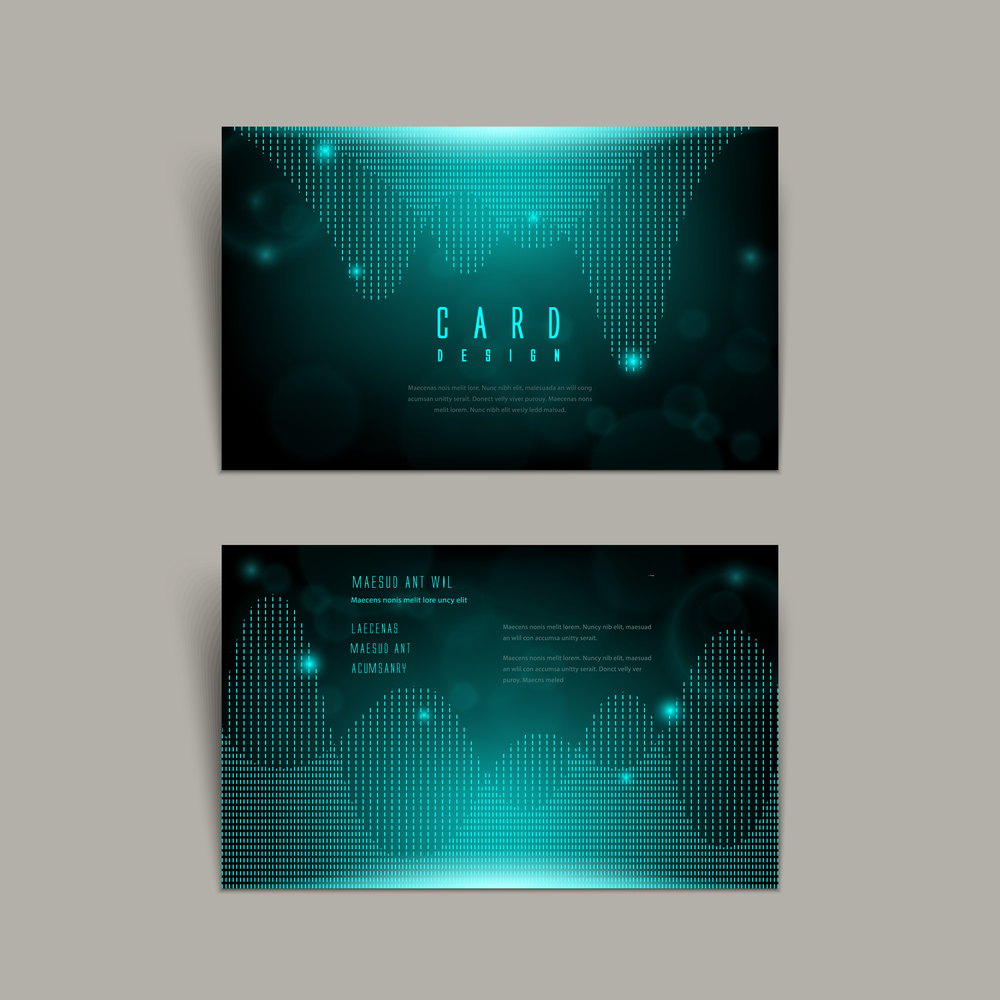 Abstract wave element business card design isolated over grey