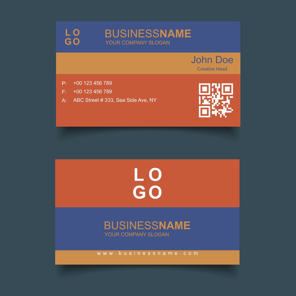 blue and orange business card template