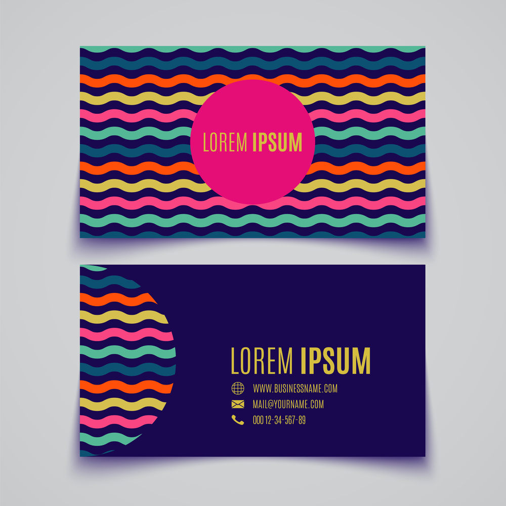 Business card template. Wave pattern. Vector illustration